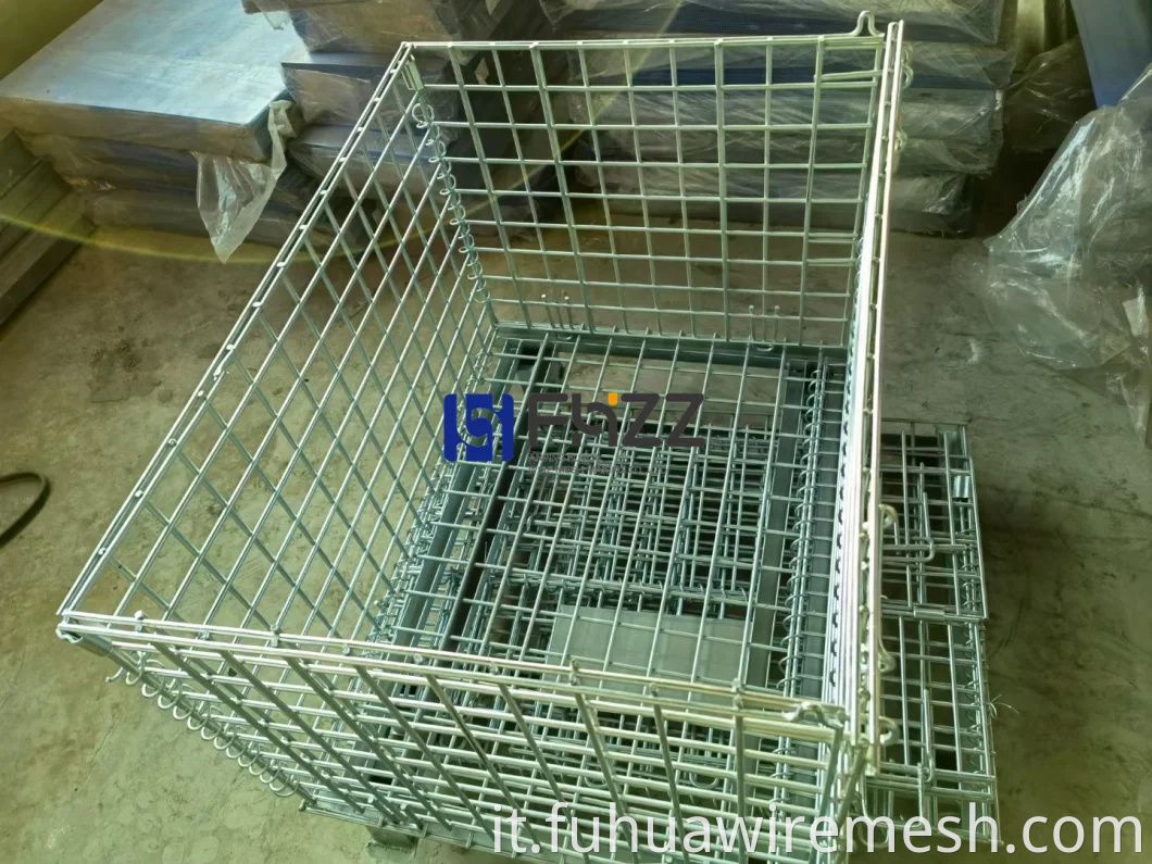 Gabbie di conservazione in metallo pieghevole in maglia saldata in galvanizzatura calda per magazzini e centri logistici